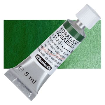 Open in modal - Schmincke Horadam Aquarell Artist Watercolor - Chromium Oxide Green, 5 ml tube and swatch