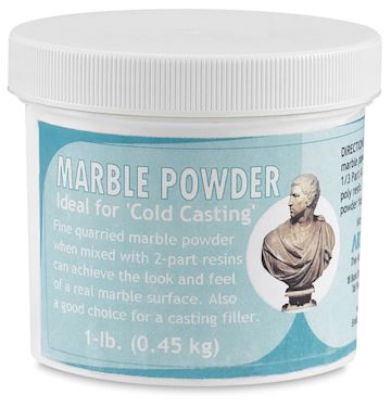 Open in modal - ArtMolds Powders - Front of jar of 1 lb.White Marble Powder