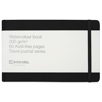 Open in modal - Escoda Watercolor Travel Journal - 8.26" x 5.31", front cover with packaging label