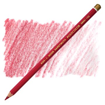 Open in modal - Koh-I-Noor Polycolor Dry Color Drawing Pencil - Cherry Red 132, swatch and pencil