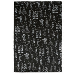 Lokta Paper - Dancing Skeletons, Silver and Black, 20'' x 30''