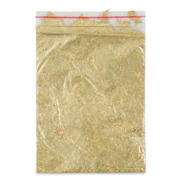 Open in modal - Mona Lisa Metal Leaf Flakes - Contents of Gold package shown in sealed bag