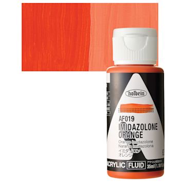 Open in modal - Holbein Fluid Acrylic Paint - Imidazolone Orange, 35 ml Bottle and swatch