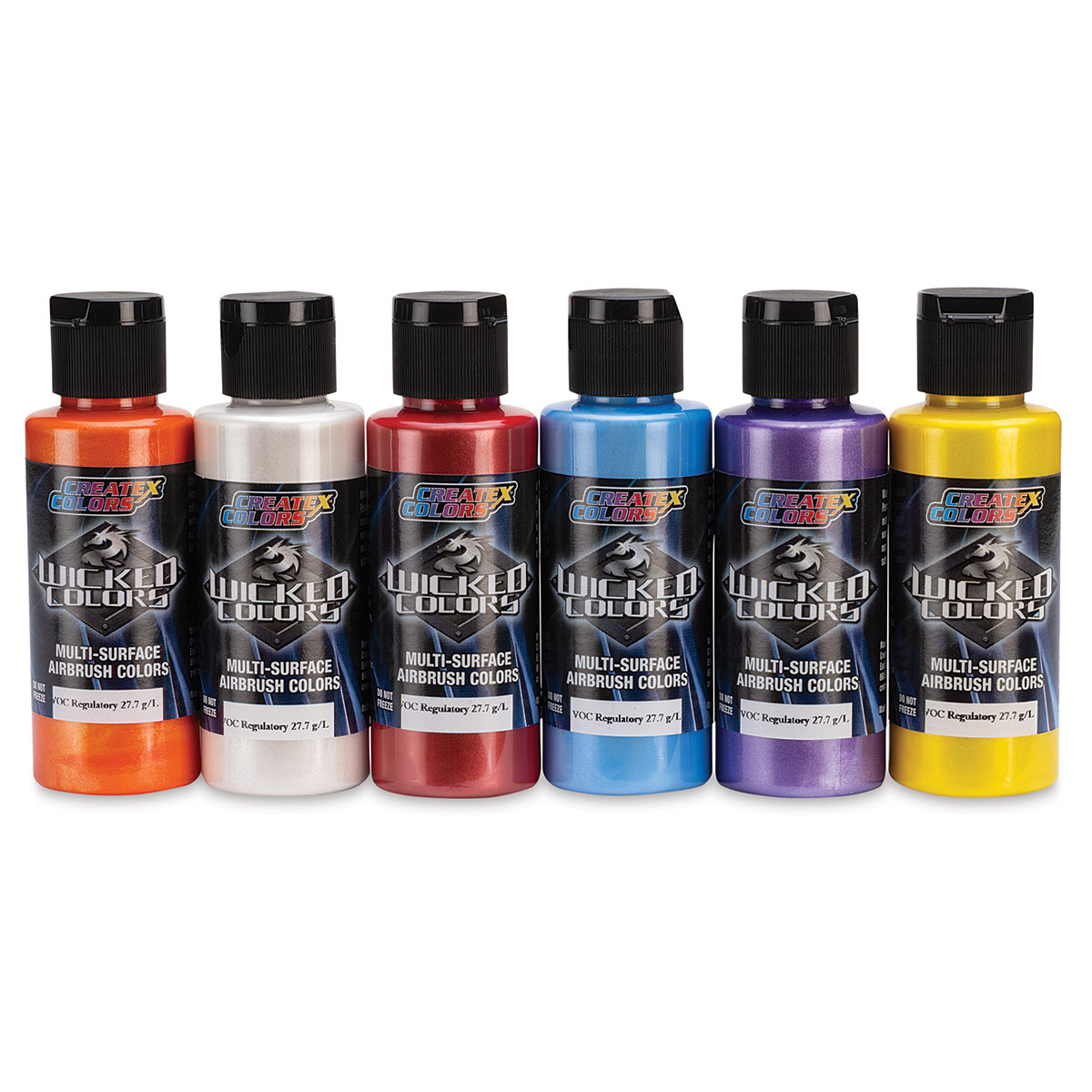 Createx Wicked Colors Airbrush Color - Opaque Essential Pearlized, Set of 6, 2 oz, Bottles