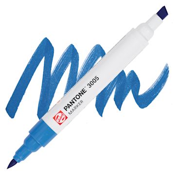 Open in modal - Pantone Dual Tip Marker - 3005, swatch and marker