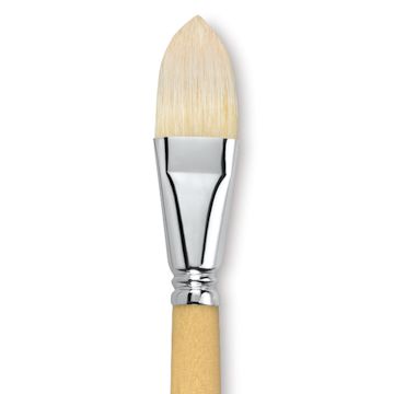 Open in modal - Escoda Clasico Chungking White Bristle Brush - Short Filbert, Long Handle, Size 26 close up