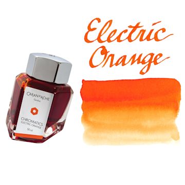 Open in modal - Caran d'Ache Chromatics Ink - Electric Orange, swatch and jar