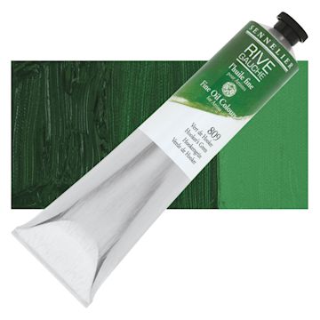 Open in modal - Sennelier Rive Gauche Artists Oil Color - Hooker's Green, 200 ml tube and swatch