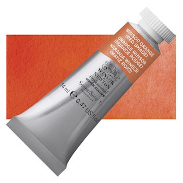 Open in modal - Winsor & Newton Professional Watercolor - Winsor Orange (Red Shade), 5 ml Tube and swatch