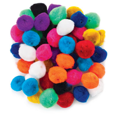 Pom Pom Beads - Pile of multicolored Pom Poms with holes
