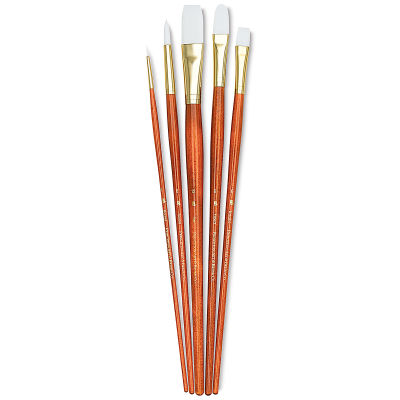 Princeton Real Value Brush Set - 9155, White Taklon, Long Handle, Set of 5