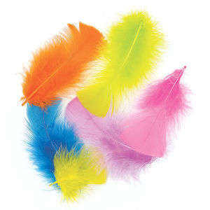 Maribou Feathers - Top view of a variety of brightly colored feathers
