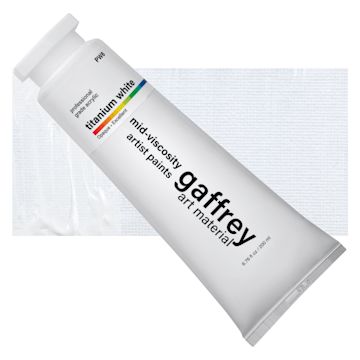 Open in modal - Gaffrey Art Material Standard Body Acrylic Paint - Titanium White, 200 ml tube and swatch