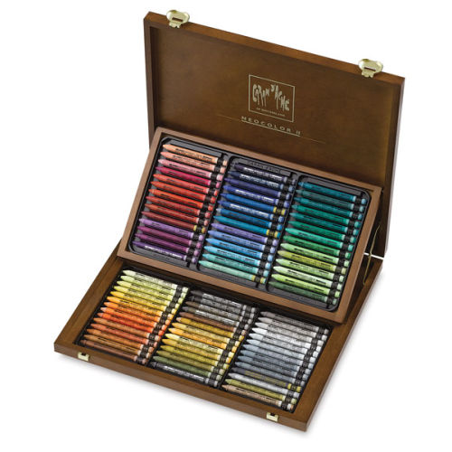 Caran d'Ache Neocolor II Aquarelle Artists' Pastels - Assorted Colors, Wood  Box , Set of 84