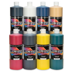 Createx Acrylics Paint Set - Assorted Colors, Set of 8 Quart bottles shown