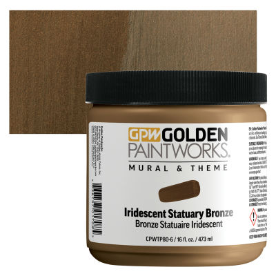 Golden Paintworks Mural and Theme Acrylic Paint - Iridescent Statuary Bronze, Jar and Swatch
