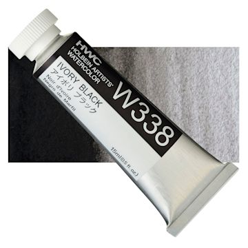 Open in modal - Holbein Artists' Watercolor - Ivory Black, 15 ml tube and swatch