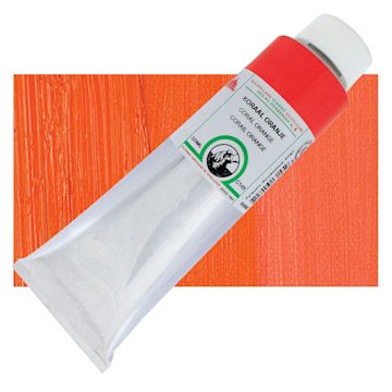 Open in modal - Old Holland Classic Oil Color - Coral Orange, 225 ml tube and swatch