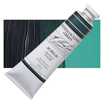Open in modal - M. Graham Artists' Acrylic - Phthalocyanine Green, 2 oz tube and swatch