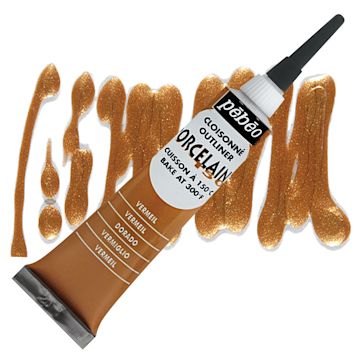 Open in modal - Pebeo Porcelaine 150 Outliner - Vermeil, Outliner, 20 ml tube and swatch
