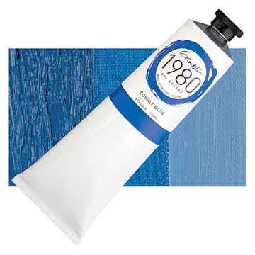 Open in modal - Gamblin 1980 Oil Paint - Cobalt Blue, 150 ml tube and swatch