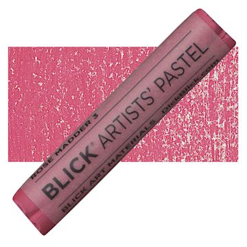 Open in modal - Blick Artists' Soft Pastel - Rose Madder 3 pastel and swatch
