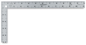 Fairgate Aluminum Mini L-Square - Top view showing internal and external measurements