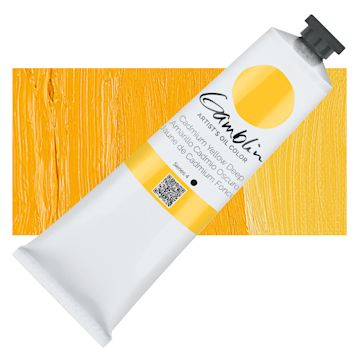 Open in modal - Gamblin Artist's Oil Color - Cadmium Yellow Deep, 150 ml tube and swatch