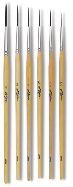 Kafka Design Scriptliner Brushes - Set of 6 brushes shown upright