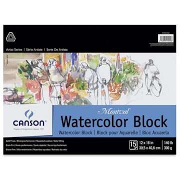 Open in modal - Canson Montval Watercolor Block - 12" x 16", 15 Sheets
