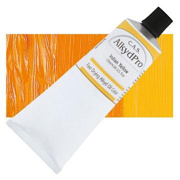 Open in modal - CAS AlkydPro Fast-Drying Alkyd Oil Color - Indian Yellow, 120 ml tube and swatch
