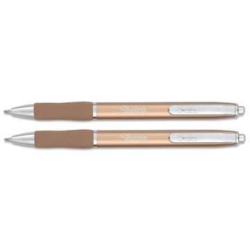 Open in modal - Sharpie Metal Barrel S-Gel Pens - Champagne, Pkg of 2, 0.7 mm, pens laid out