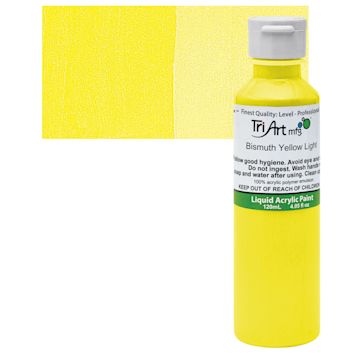 Open in modal - Tri-Art Liquid Artist Acrylic - Bismuth Yellow Light, 120 ml bottle and swatch