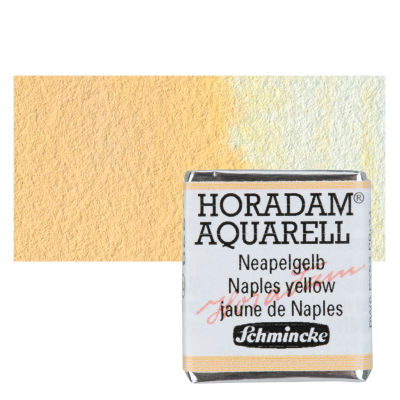 Schmincke Horadam Aquarell Artist Watercolor - Naples Yellow, Half Pan with Swatch