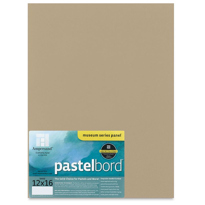 Ampersand Pastelbord Panel 12" x 16", 1/8" Profile, Sand BLICK Art