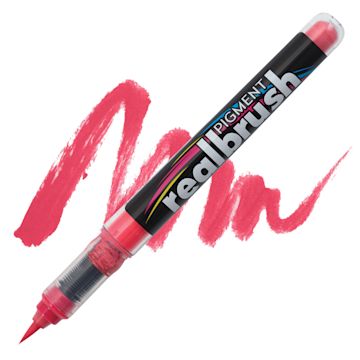 Open in modal - Karin Realbrush Pigment Marker - Magenta Red, swatch and marker