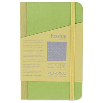 Open in modal - Fabriano Ecoqua Plus Fabric-Bound Notebook - Lime, 3-1/2" x 5-1/2", Dot Grid, front cover