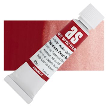 Open in modal - Art Spectrum Artists’ Watercolor Tube - Cadmium Red Deep, 10 ml tube and swatch