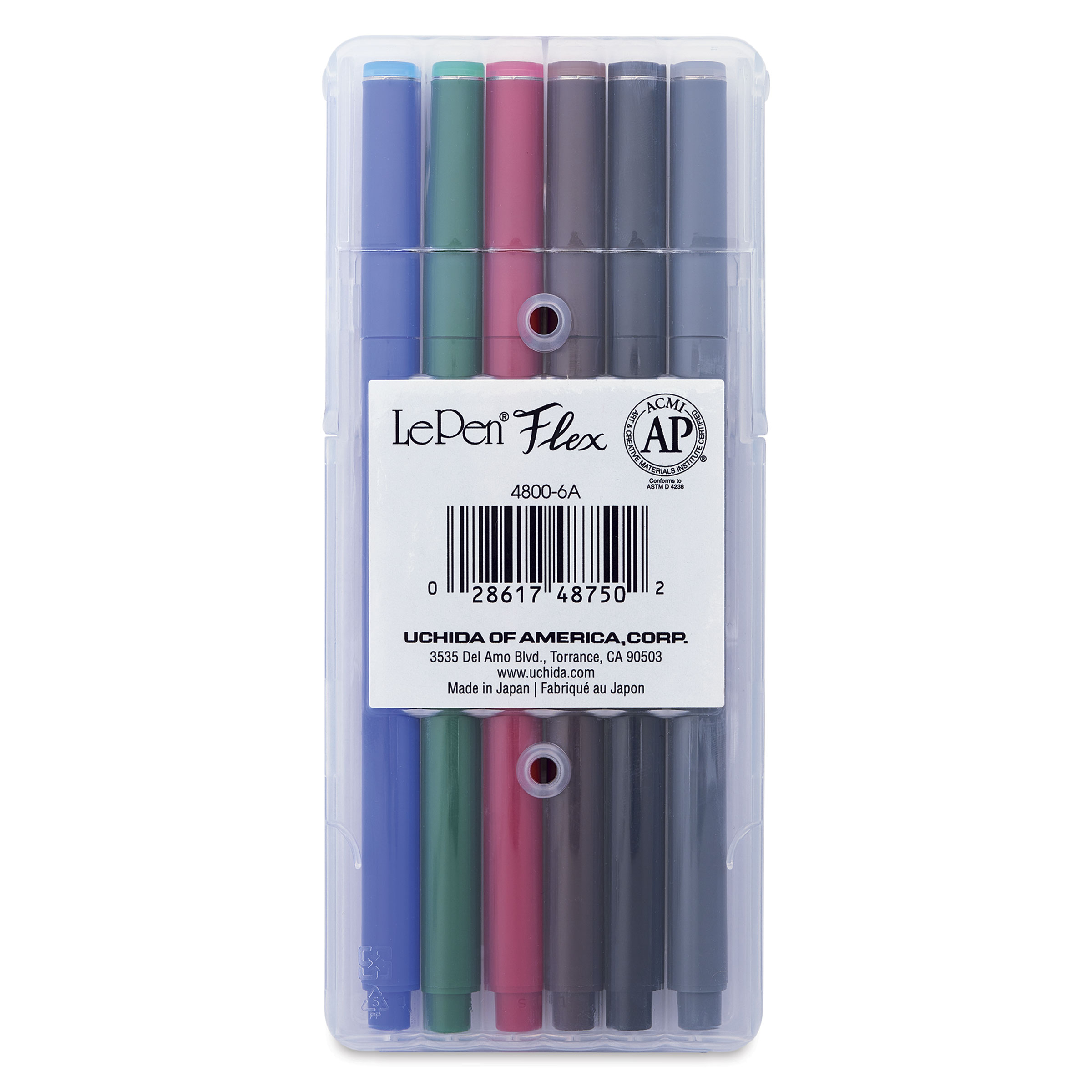 Marvy Uchida LePen Flex Marker - Set of 6, Primary | BLICK
