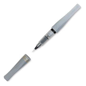 Open in modal - Zig Wink of Stella Brush II Pen - Silver (with cap off)