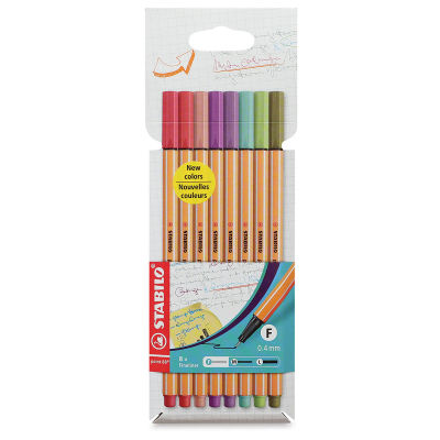 Stabilo Point 88 Fineliner Pens - Muted Colors, Wallet, Set of 8
