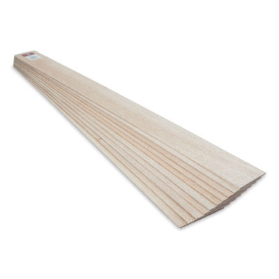 Midwest Products Balsa Wood Sheets - 10 Pieces, 1/8" x 3" x 36" (end view to show size)
