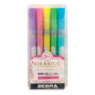 Zebra Kirarich Glitter Markers - Front of package of set of 5 Markers
