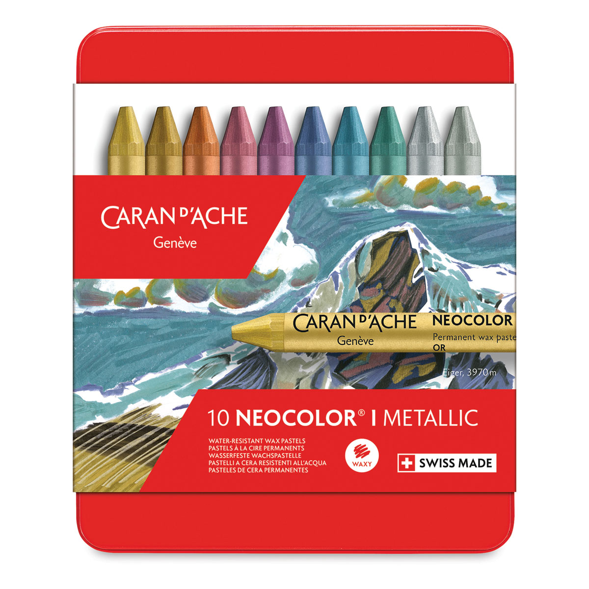 Caran d'Ache Neocolor I Permanent Wax Pastels Metal Box Set of 30, Assorted  Colors