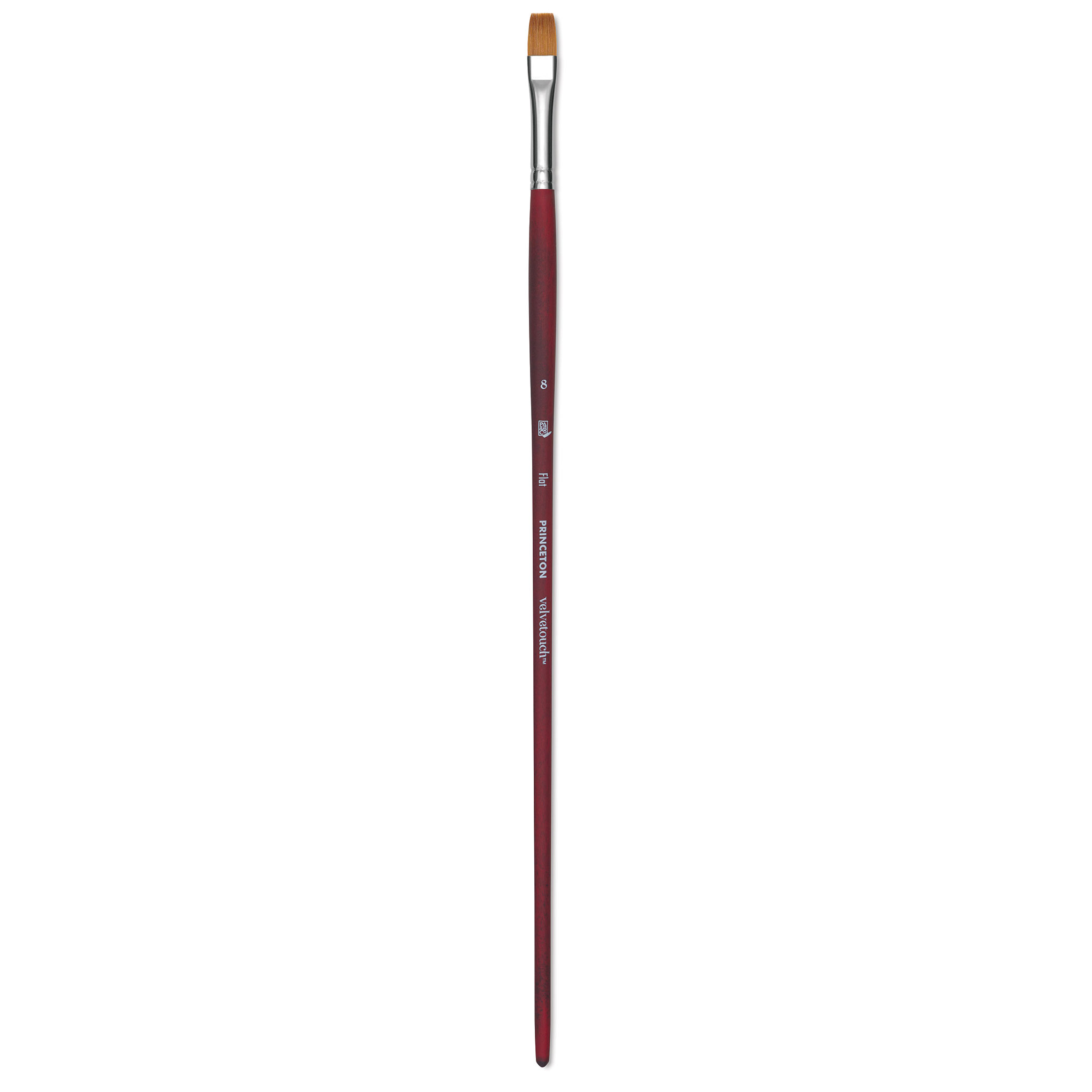 Princeton Velvetouch Series 3900 Synthetic Brush - Flat, Long Handle, Size 8