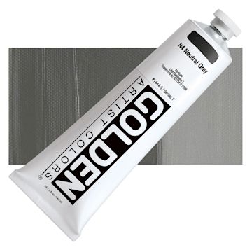 Open in modal - Golden Heavy Body Artist Acrylic - Neutral Gray N4, 5 oz tube and swatch