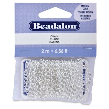 Open in modal - Beadalon Jewelry Chain - Front of Silver Curb Chain package