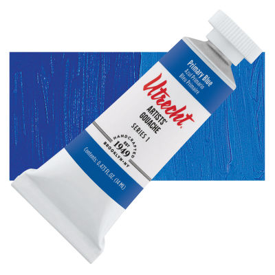 Utrecht Artists' Gouache - Primary Blue, 14 ml, Tube with Swatch