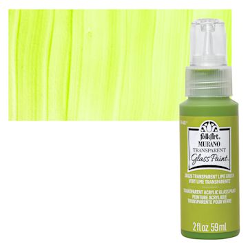 Open in modal - FolkArt Murano Glass Paint - Lime Green, 2 oz bottle and swatch