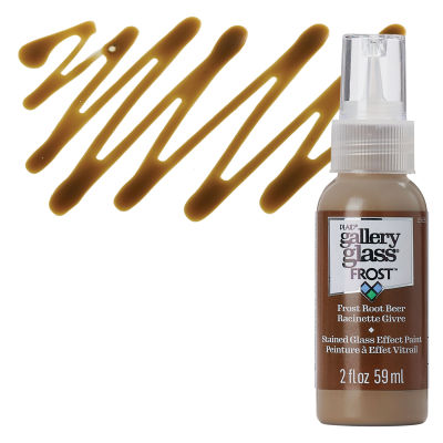 Gallery Glass Paint - Frost Root Beer, 2 oz swatch with bottle